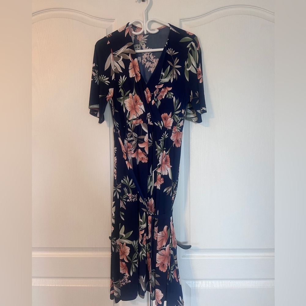 Chris and Carol  Floral Faux Wrapped Midi Dress